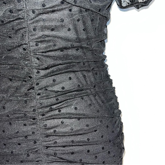 Textured Mesh Puff Sleeve Mini Dress - Picture 3 of 6